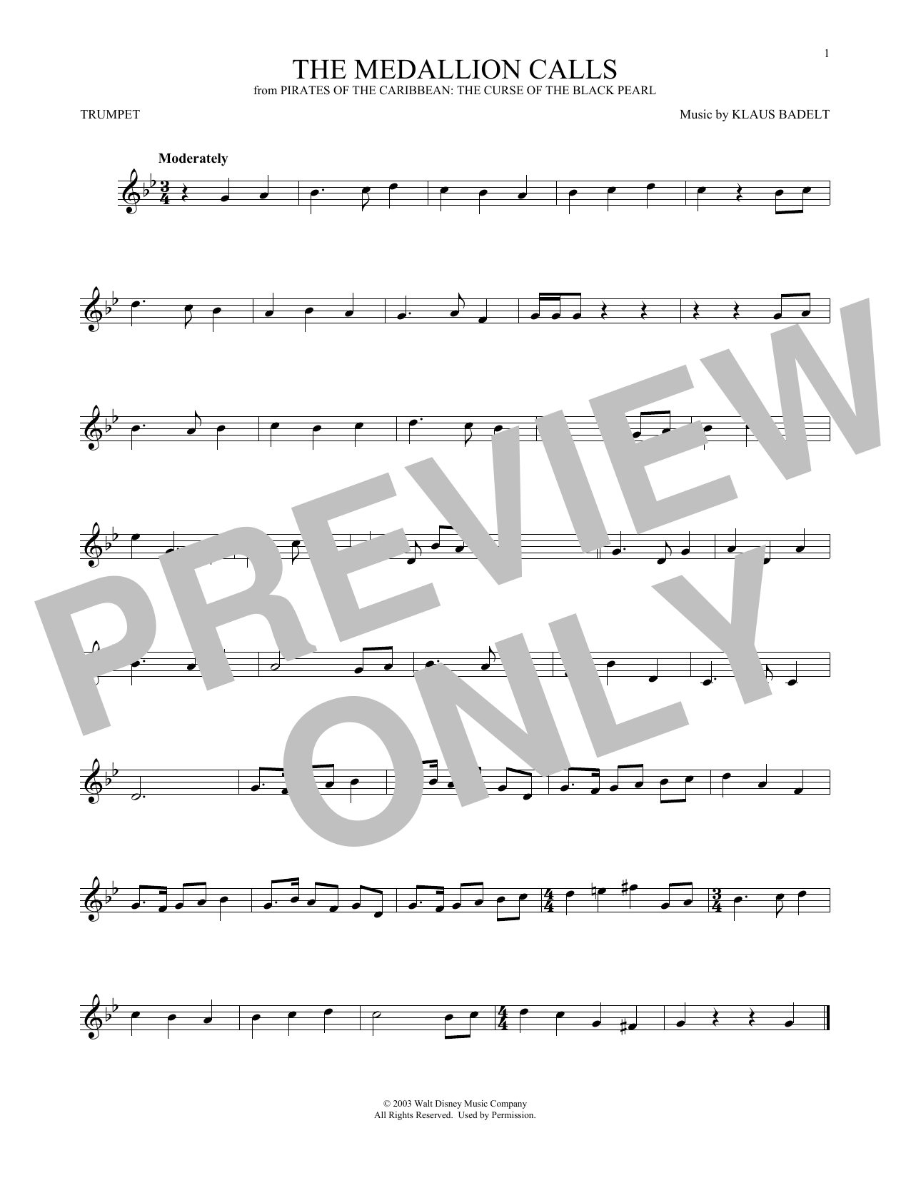 Produktgalerie: Seite 1 von 1 The Medallion Calls, Klaus Badelt, Trompete