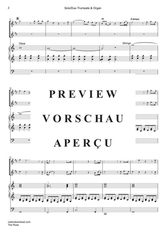 gallery: The Rose, , (1-2 Trompeten in B + Orgel)(Fassung in D-Dur)