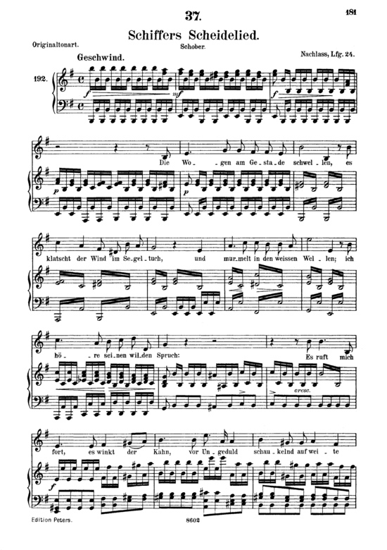 Product picture to: Schiffers Scheidelied D.910Franz Schubert