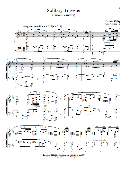 Product picture to: Solitary Traveler (Ensom Vandrer), Op. 43, No. 2