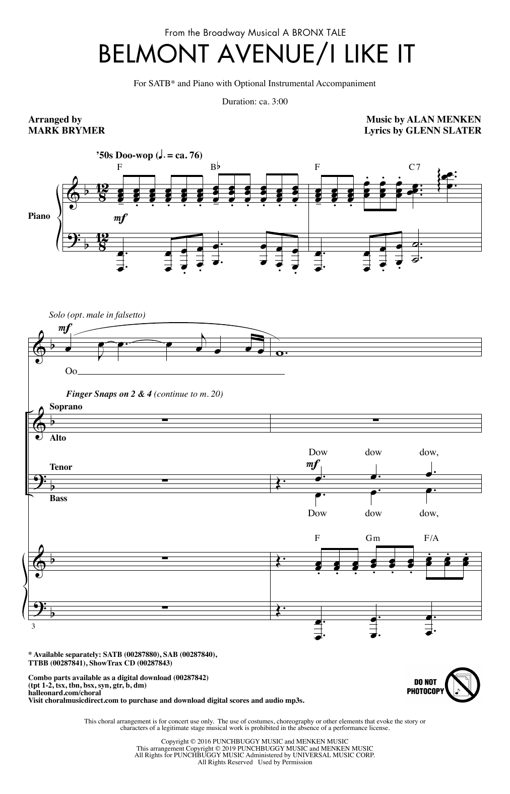 Produktbild zu: Belmont Avenue/I Like It (from A Bronx Tale) (arr. Mark Brymer)