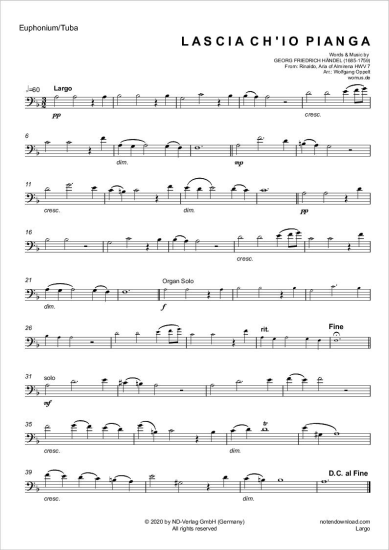 Product gallery: Page 5 of 5 Largo (Rinaldo: Arie der Almirena) , ,  (euphonium/tuba + organ)