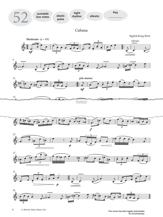 Product gallery: Page 1 of 1 Study No.52 'Cubana' (from 'More Graded Studies For Saxophone Book Two'), Sigfrid Karg-Elert