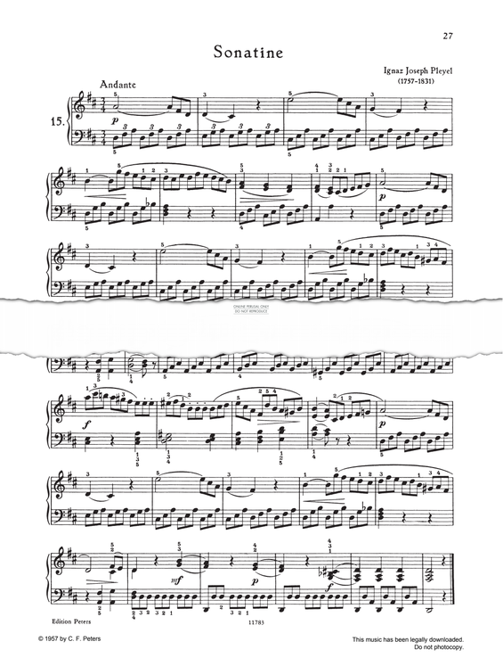 Produktgalerie: Seite 1 von 1 Sonatina D-major, Ignaz Joseph Pleyel, Klavier