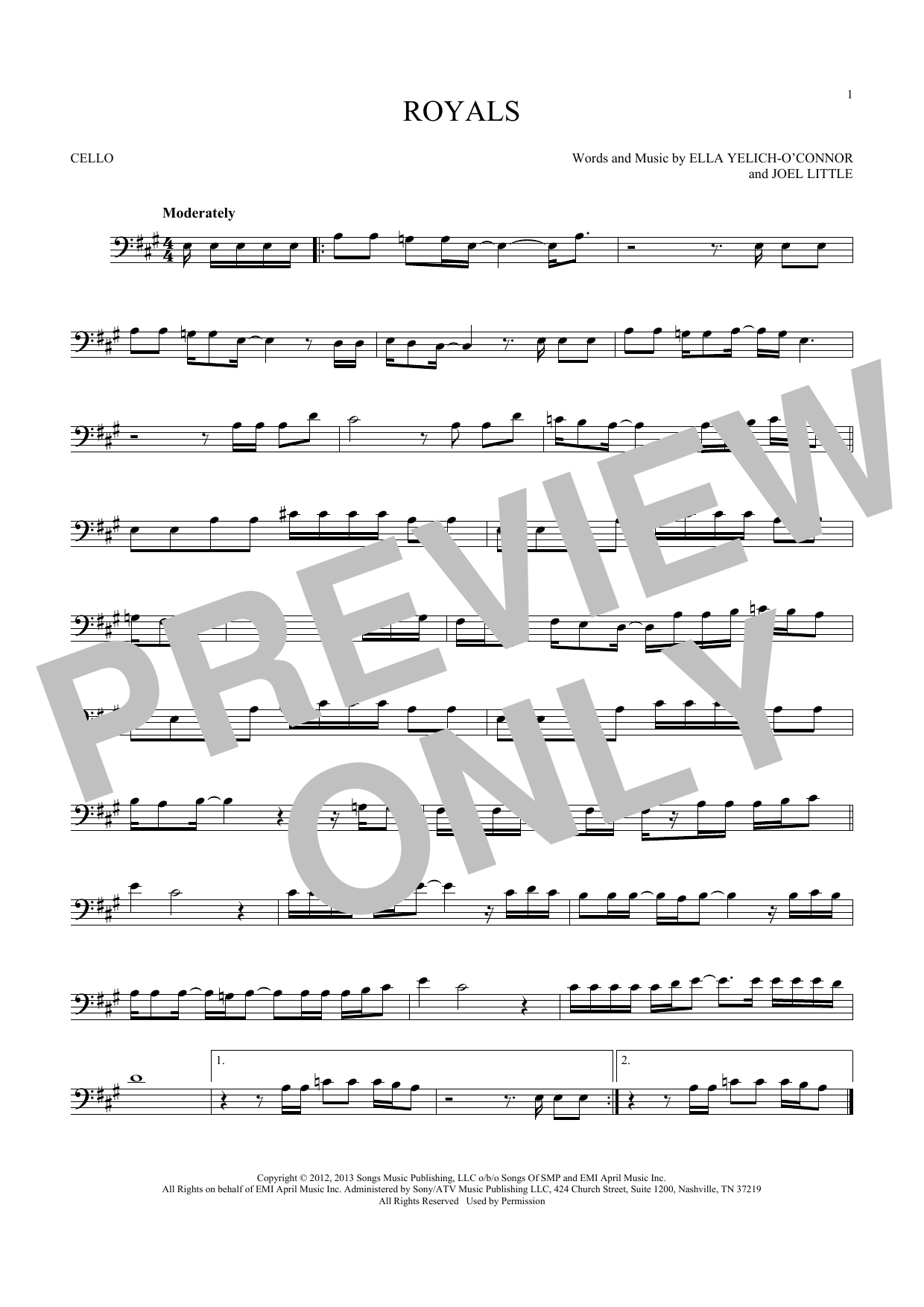 Produktgalerie: Seite 1 von 1 Royals, Lorde, Violoncello