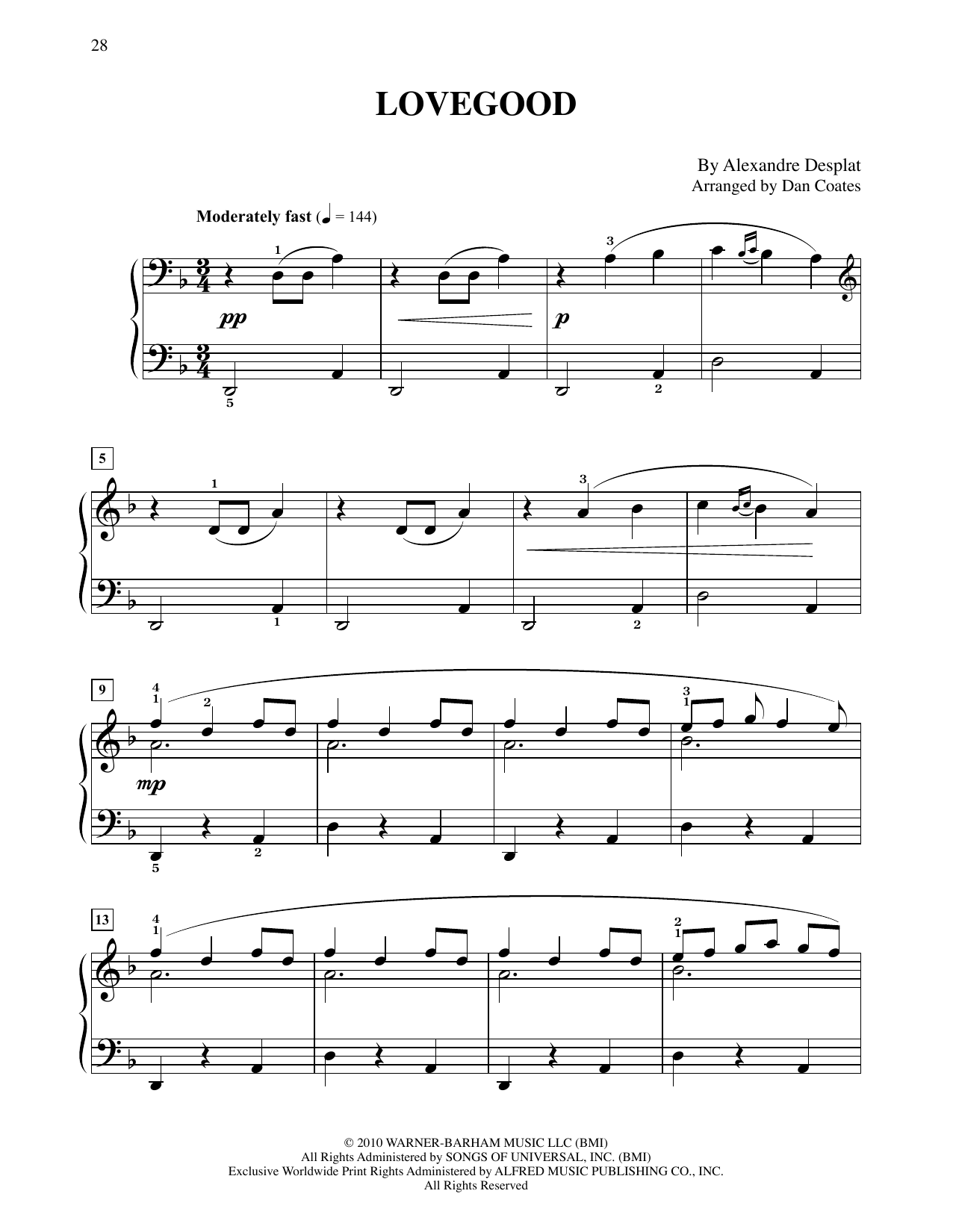 Product picture to: Lovegood (from Harry Potter And The Deathly Gallows, Pt. 1) (arr. Dan Coates)