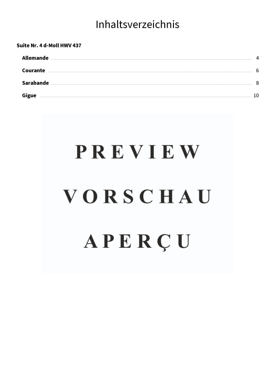 Product gallery: Page 5 of 11 Suite Nr. 4 d-Moll HWV 437 - Allemande · Courante · Sarabande · Gigue, , Solo Piano