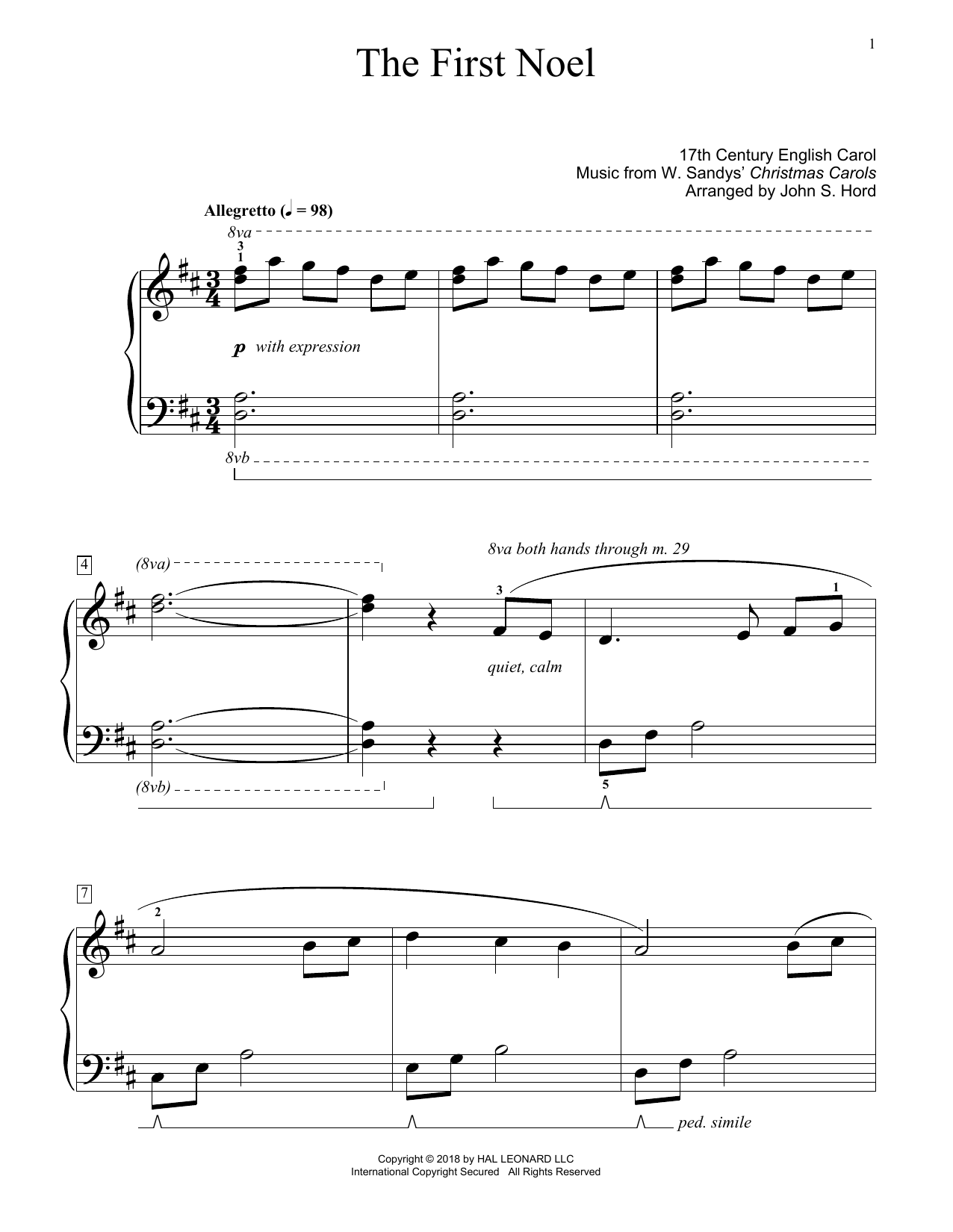Product picture to: The First Noel (arr. John S. Hord)