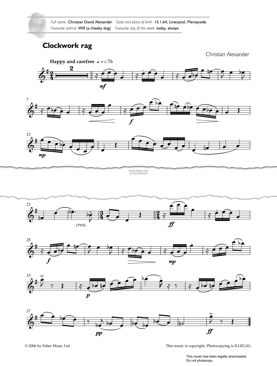 Product gallery: Page 1 of 1 Clockwork Rag, Christian Alexander