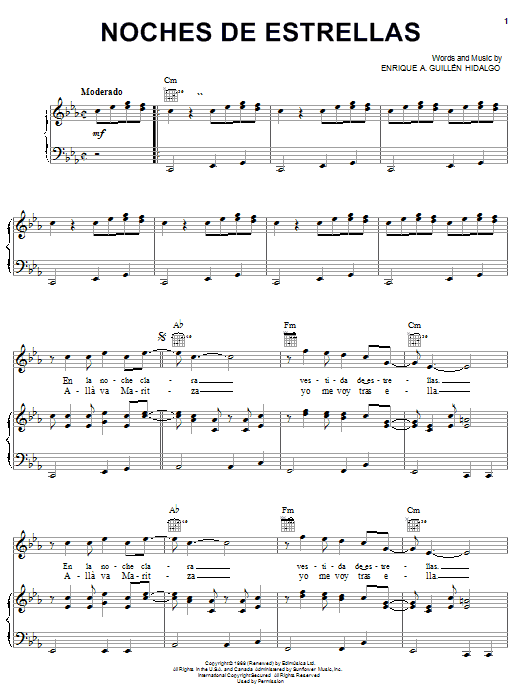 Produktgalerie: Seite 1 von 1 Noches De Estrellas, Enrique A. Guillén Hidalgo, Gesang, Gitarre, Klavier
