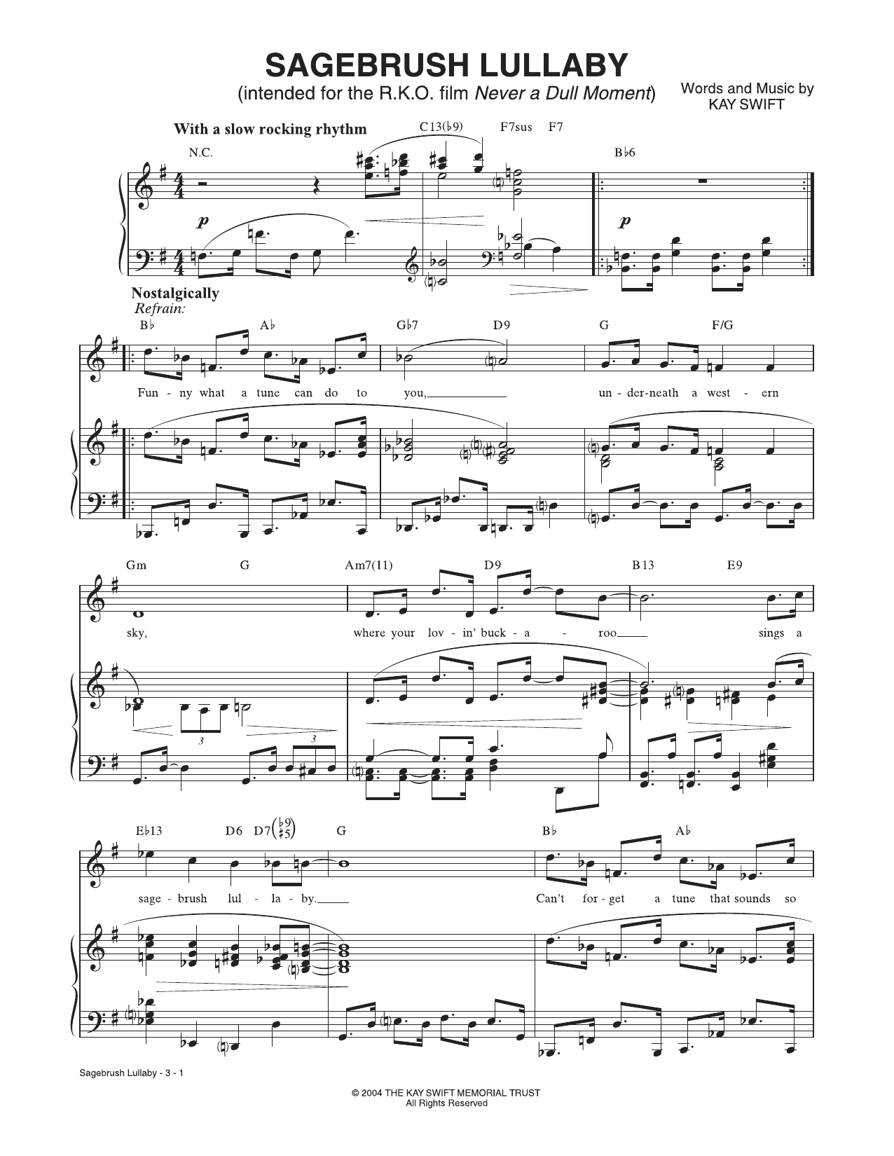 Product picture to: Sagebrush Lullaby (from Never a Dull Moment)