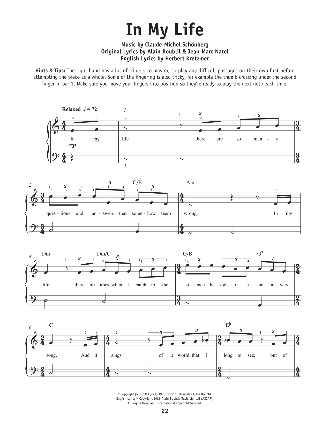 Produktbild zu: In My Life (from Les Miserables)