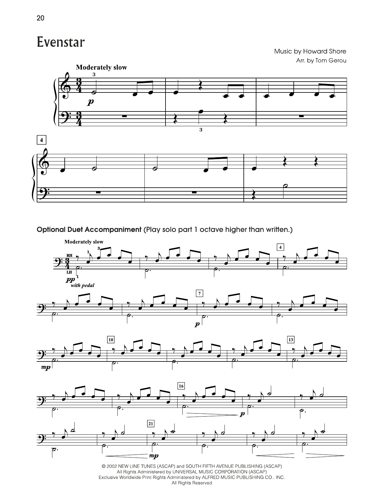 Produktbild zu: Evenstar (from The Lord Of The Rings) (arr. Tom Gerou)