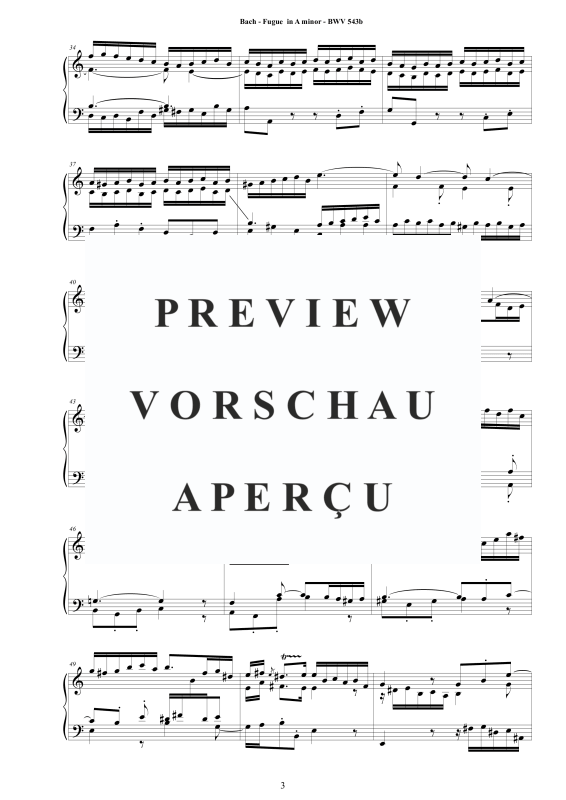 Produktgalerie: Seite 4 von 10 Fuge in A-Moll BWV 543b - Piano Version, , Klavier Solo