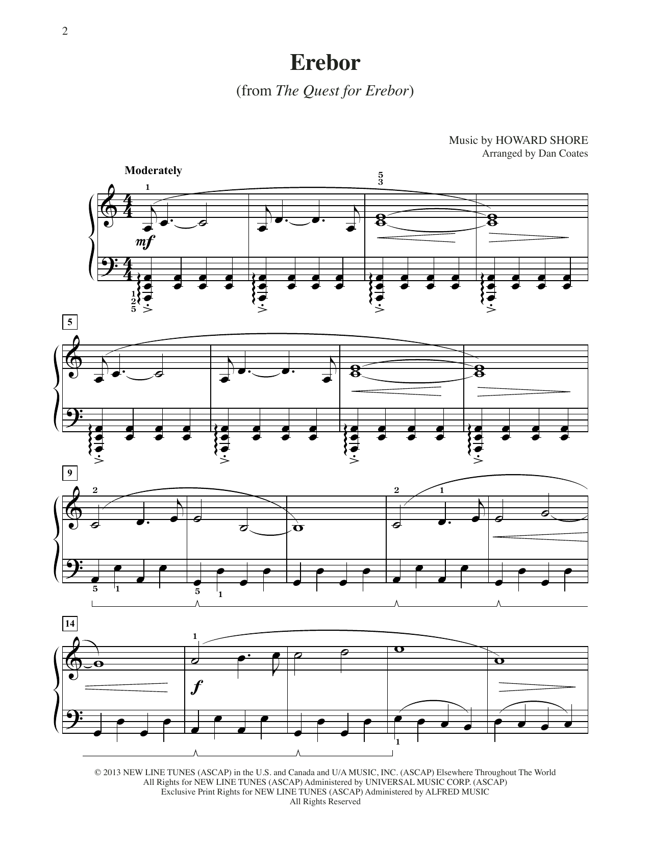 Produktbild zu: Erebor (from The Hobbit: The Desolation of Smaug) (arr. Dan Coates)