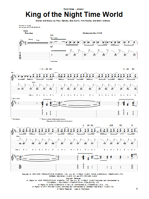 Produktgalerie: Seite 1 von 1 King Of The Night Time World, KISS, Gitarre