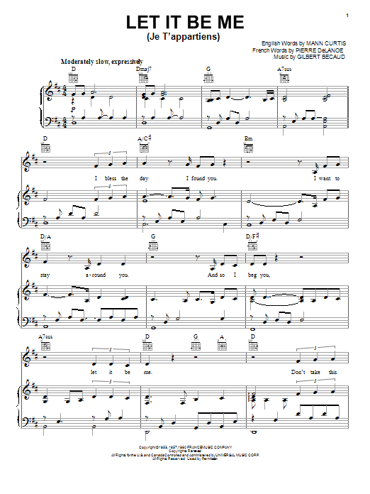 Produktgalerie: Seite 1 von 1 Let It Be Me (Je T'appartiens), Neil Diamond, Gesang, Gitarre, Klavier