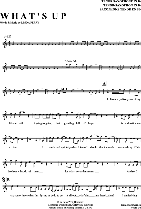 Product gallery: Page 1 of 4 What´s Up , 4 Non Blondes, Tenor Saxophone