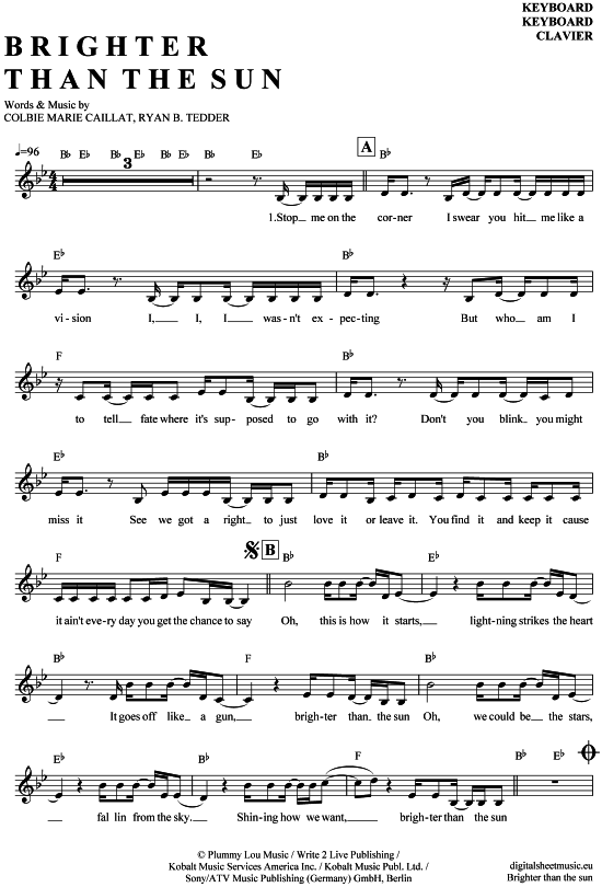 Product picture to: Brighter than the sun Colbie Callait