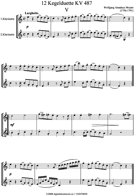 Product picture to: Kegelduette KV 487 Nr. 5Wolfgang Amadeus Mozart (1756-1791)