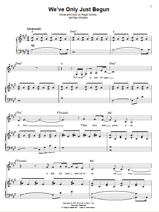 Produktgalerie: Seite 1 von 1 We've Only Just Begun, Carpenters, Gesang, Klavier