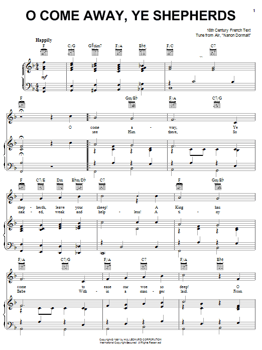 Product gallery: Page 1 of 1 O Come Away, Ye Shepherds, 18th Century French Carol