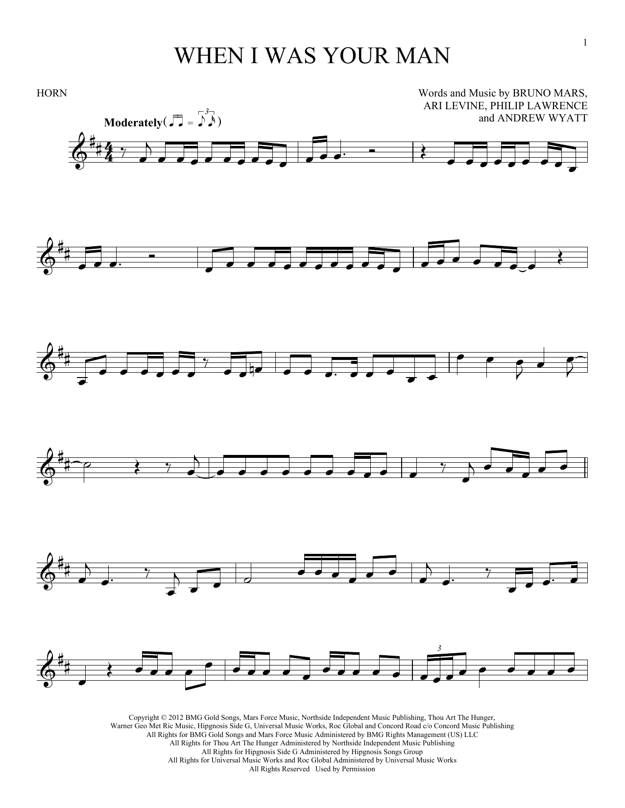 Produktgalerie: Seite 1 von 1 When I Was Your Man, Bruno Mars, Horn