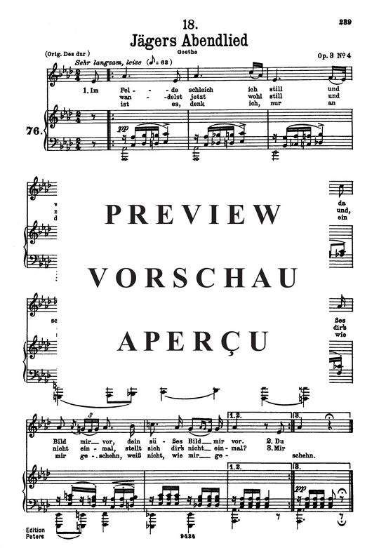 Product picture to: Jägers Abendlied D.368Franz Schubert