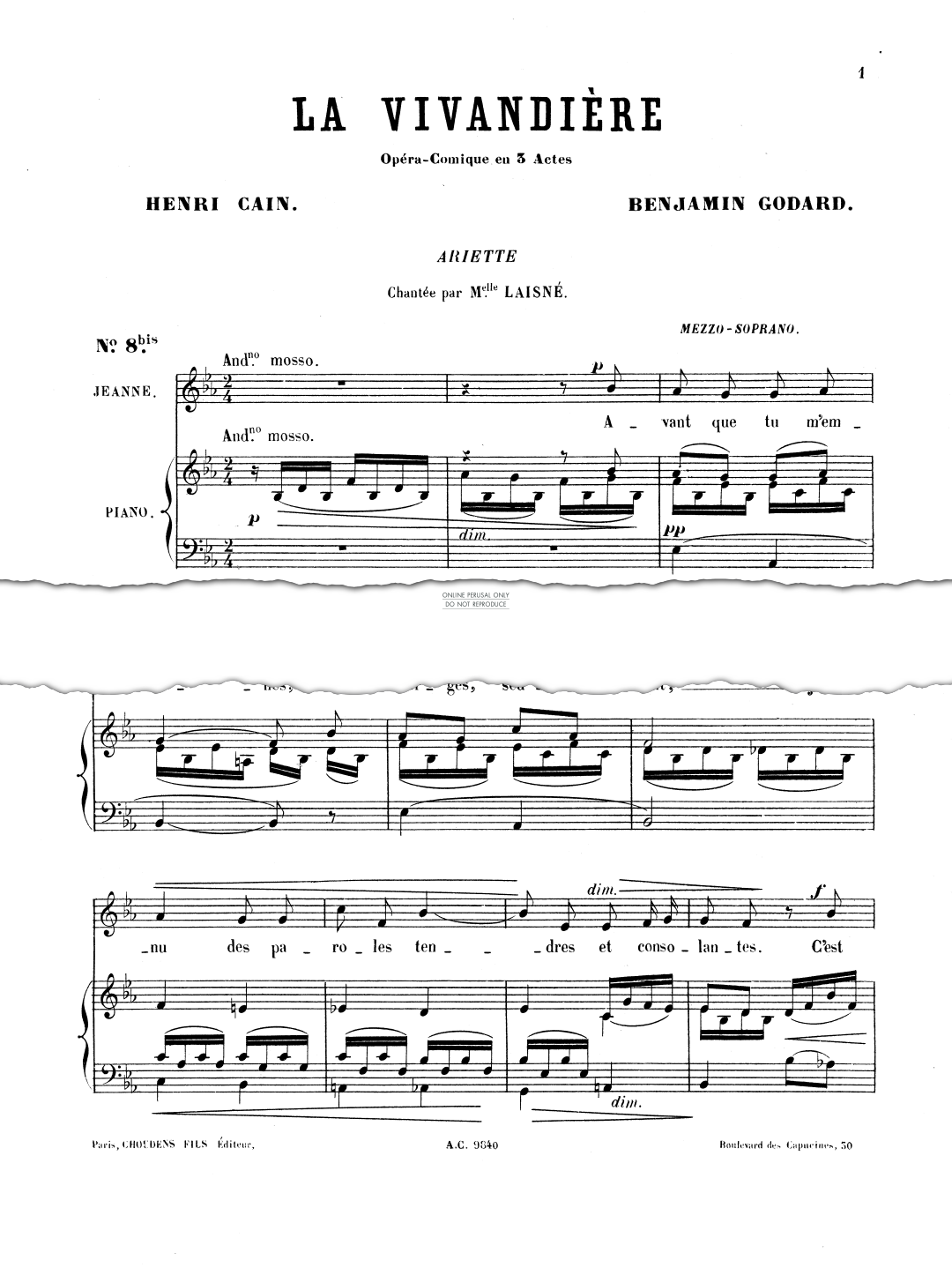 Produktgalerie: Seite 1 von 1 Ariette, Benjamin Godard, Gesang, Klavier