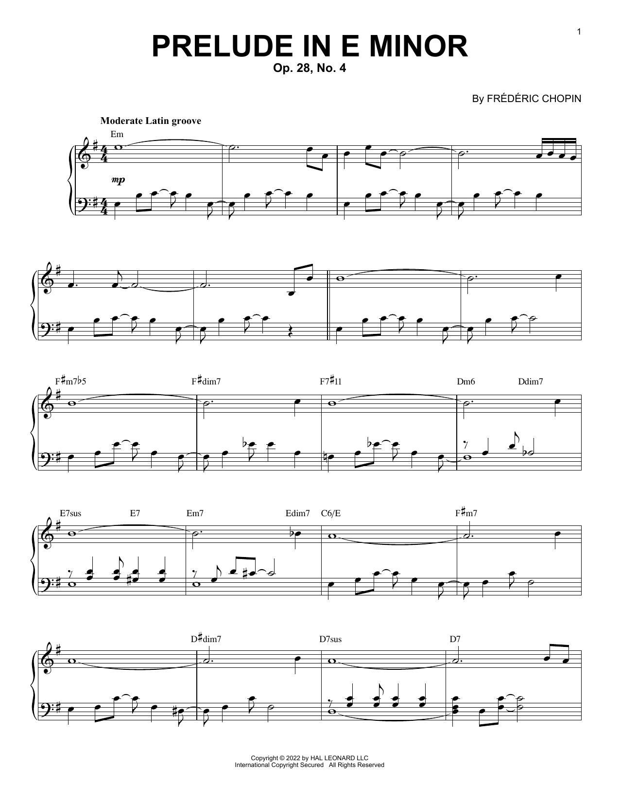 Product picture to: Prelude In E Minor, Op. 28, No. 4 [Jazz version] (arr. Brent Edstrom)
