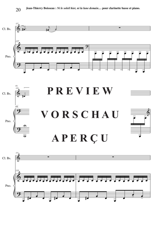 Product gallery: Page 21 of 21 Ni le soleil hier, ni la lune demain , , (bass clarinet + piano)
