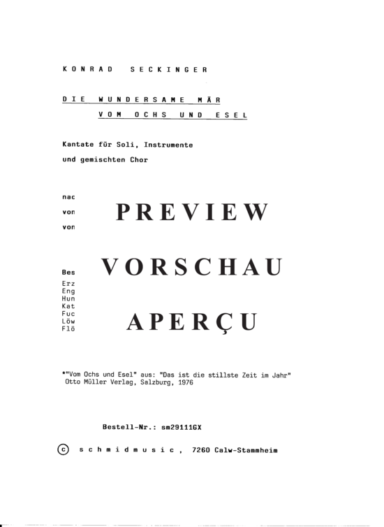 Produktgalerie: Seite 4 von 21 Die wundersame Mär von Ochs und Esel, Partitur , , (Soli, Gemischter Chor, Instrumente)