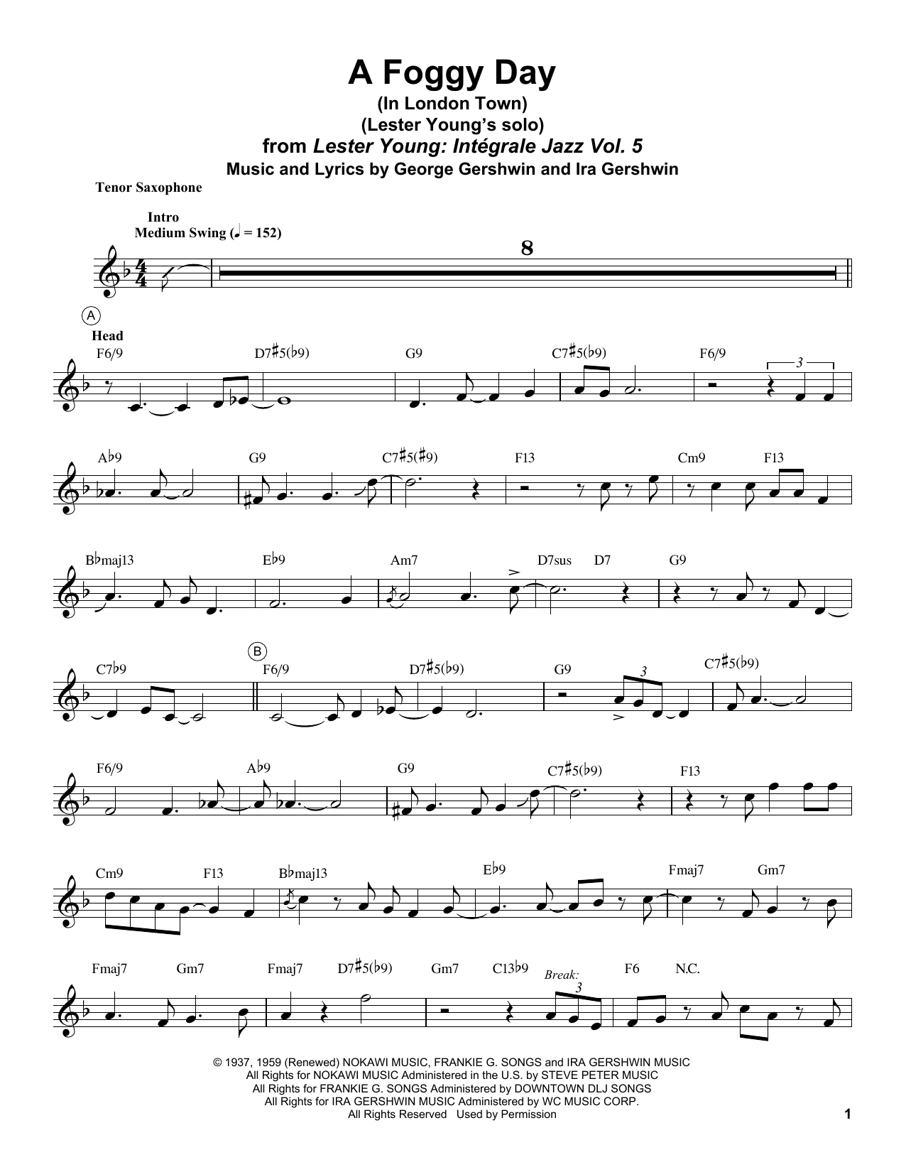 Product gallery: Page 1 of 1 A Foggy Day (In London Town), Lester Young