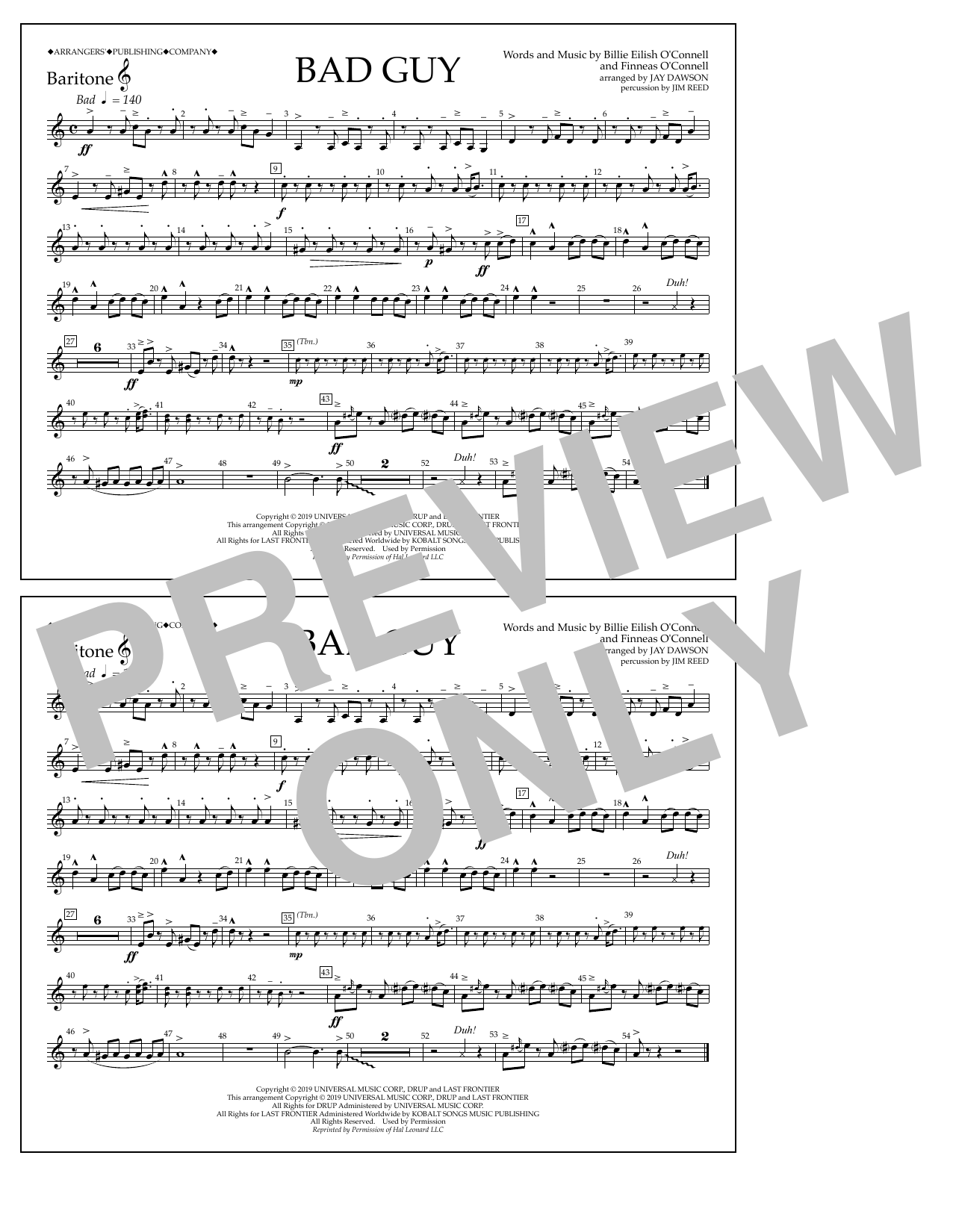 Product picture to: Bad Guy (arr. Jay Dawson) - Baritone T.C.