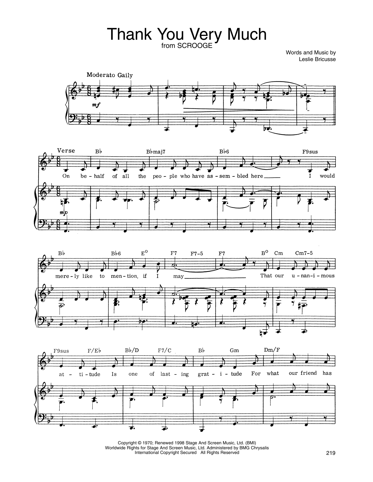 Produktgalerie: Seite 1 von 1 Thank You Very Much (from Scrooge), Leslie Bricusse, Gesang, Gitarre, Klavier