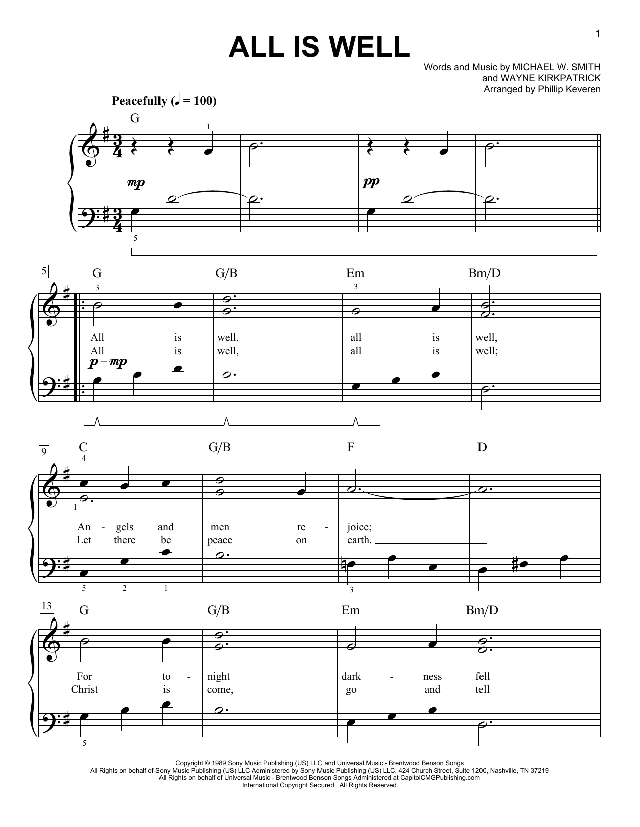Product gallery: Page 1 of 1 All Is Well (arr. Phillip Keveren), Michael W. Smith