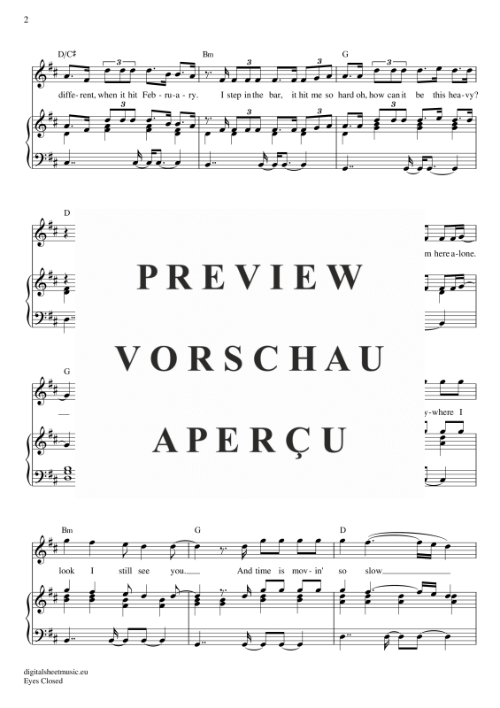 Product gallery: Page 3 of 8 Eyes Closed , Sheeran, Ed, Piano and Voice