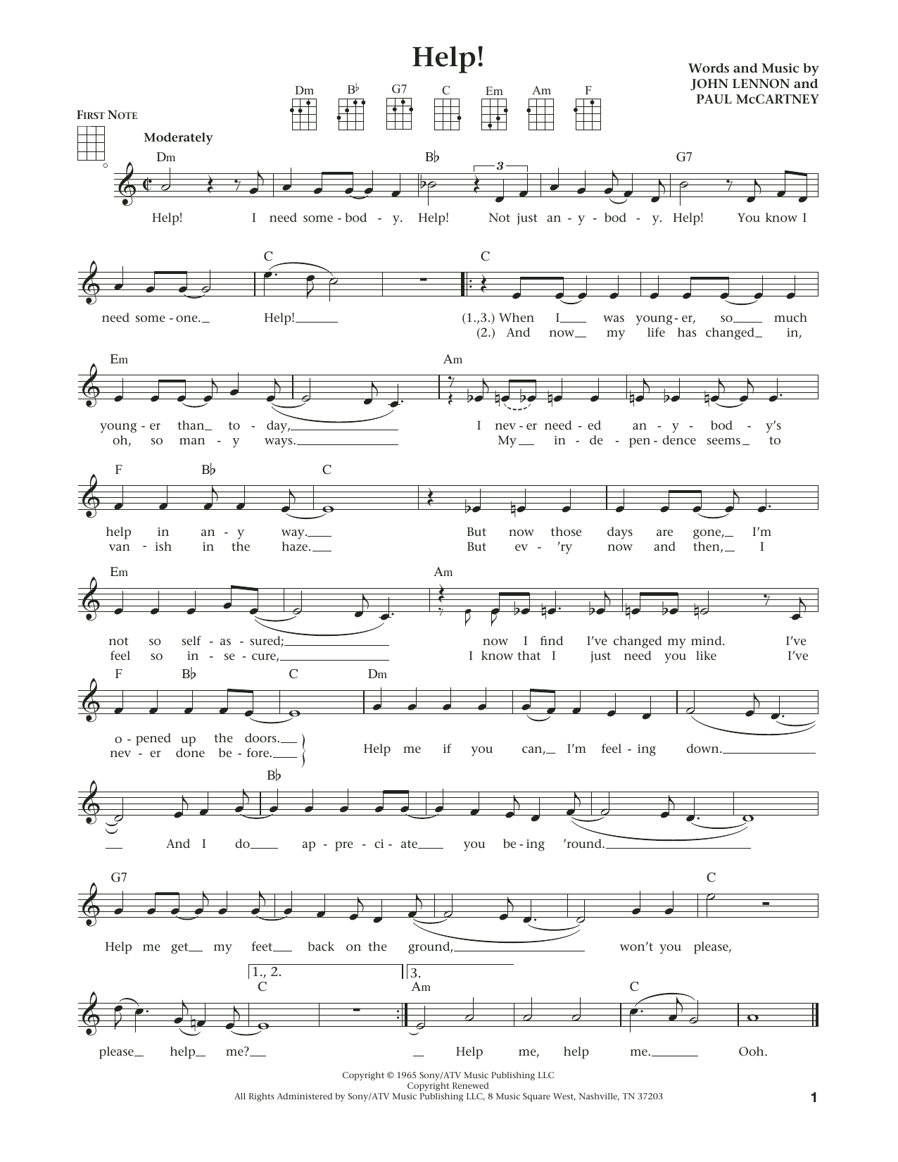 Product gallery: Page 1 of 1 Help! (from The Daily Ukulele) (arr. Liz and Jim Beloff), The Beatles