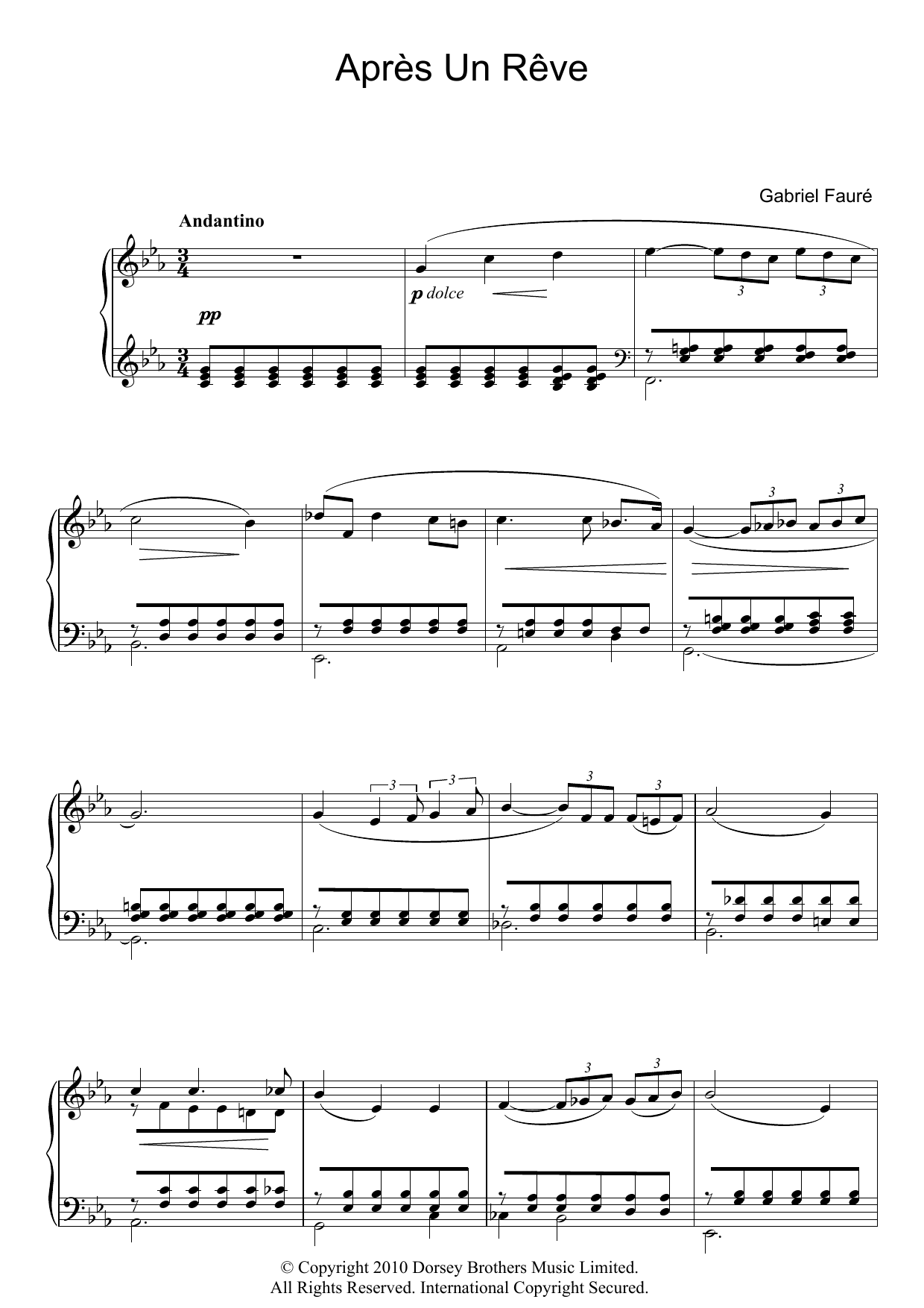 Product gallery: Page 1 of 1 Apres Un Reve, Op.7, No.1, Gabriel Fauré