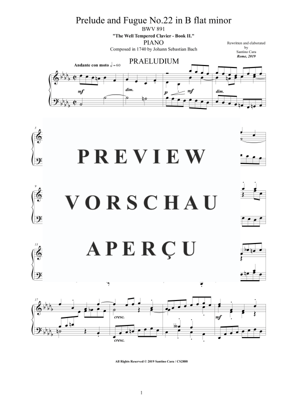 Product gallery: Page 2 of 11 Prelude and Fugue No. 22 in B flat minor BWV 891, , Solo Piano