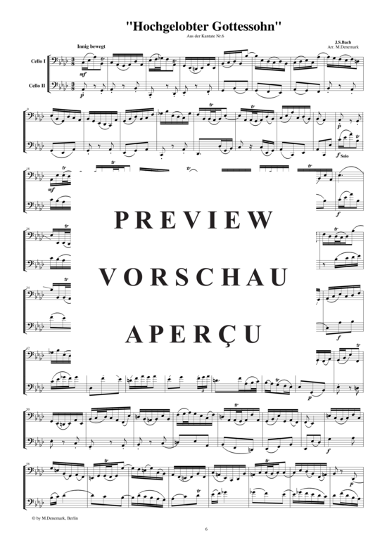 Produktgalerie: Seite 2 von 3 Arie aus der Kantate Nr.6 für zwei Celli, , 