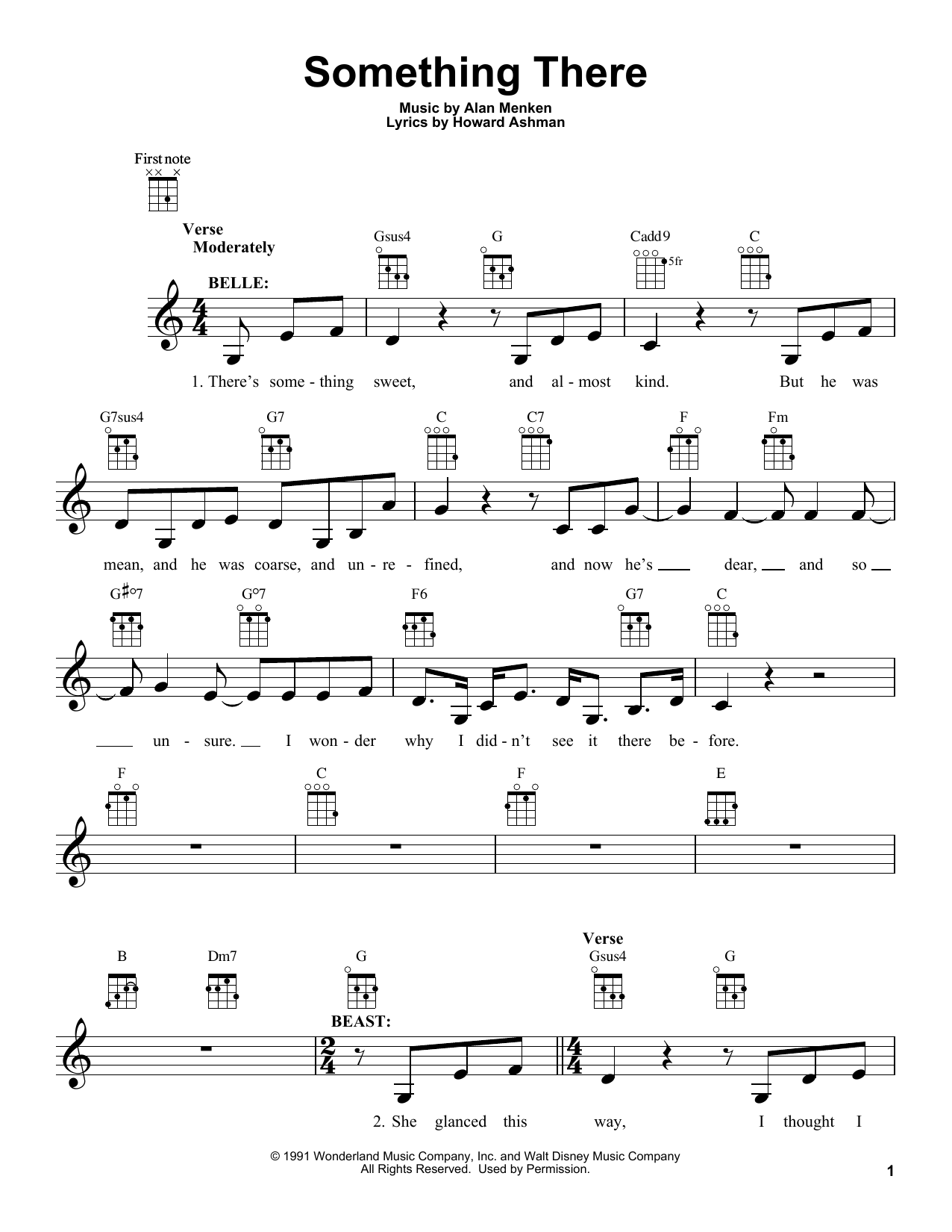 Product gallery: Page 1 of 1 Something There (from Beauty And The Beast), Alan Menken & Howard Ashman