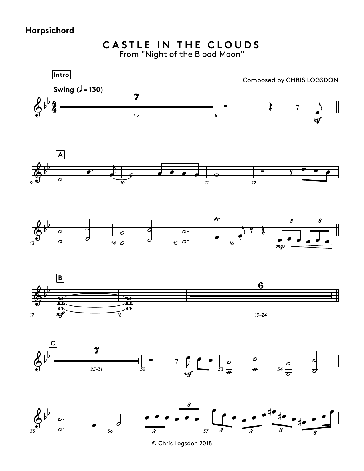 Produktbild zu: Castle In The Clouds (from Night of the Blood Moon) - Harpsichord