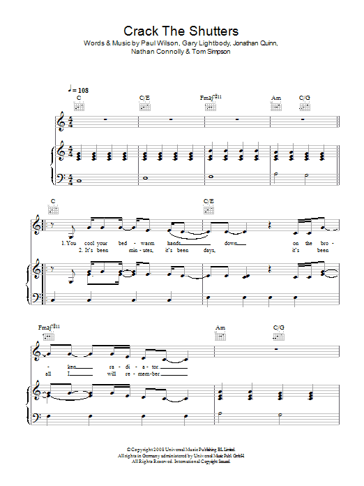 Produktgalerie: Seite 1 von 1 Crack The Shutters, Snow Patrol, Gesang, Gitarre, Klavier