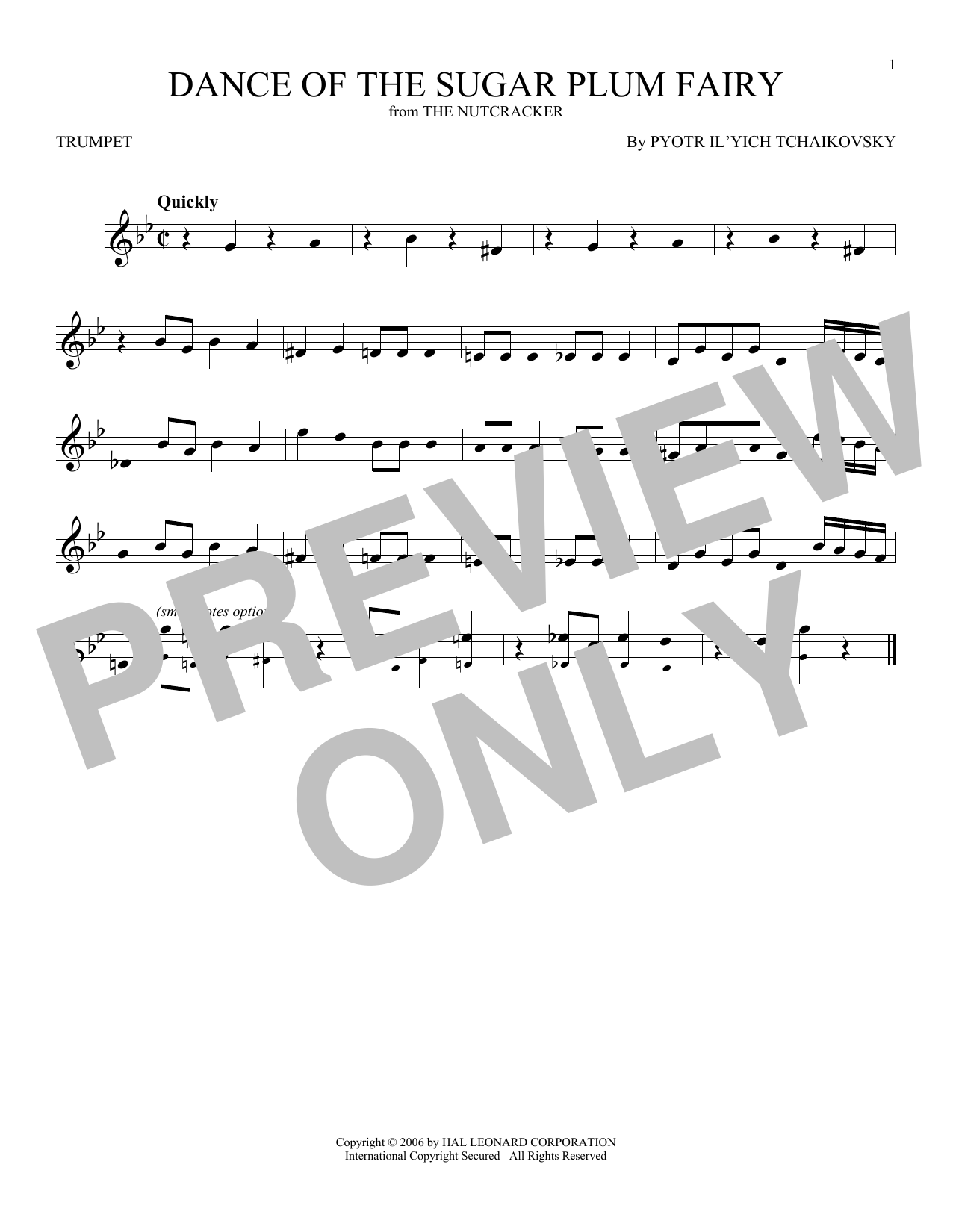 Produktgalerie: Seite 1 von 1 Dance Of The Sugar Plum Fairy, Op. 71a (from The Nutcracker), Pyotr Il'yich Tchaikovsky, Trompete