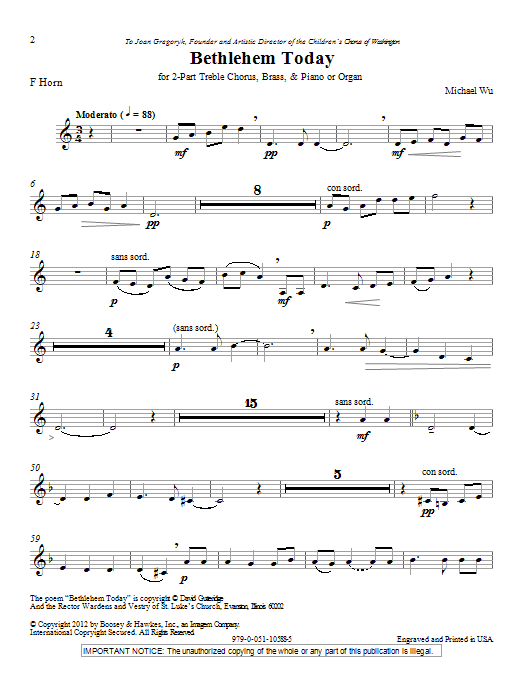 Produktbild zu: Bethlehem Today - F Horn