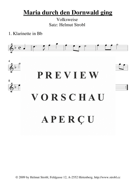 gallery: Maria durch den Dornwald ging, , Klarinettenquartett