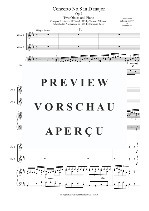 Product gallery: Page 2 of 11 Oboe Concerto No.8 in D-Dur Op.7, , 2 Oboes and Piano/Harpsichord