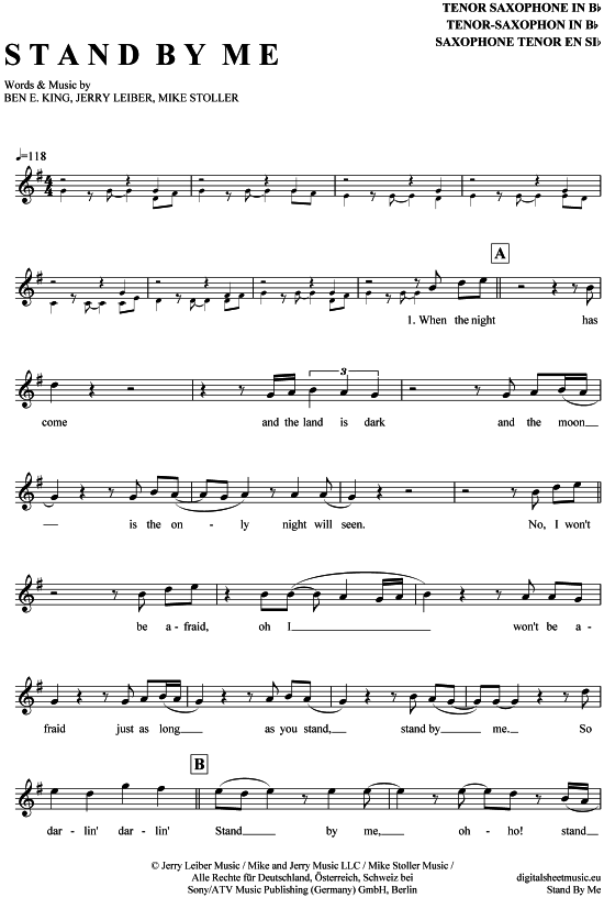 gallery: Stand by me , King, Ben E., (Tenor-Sax)