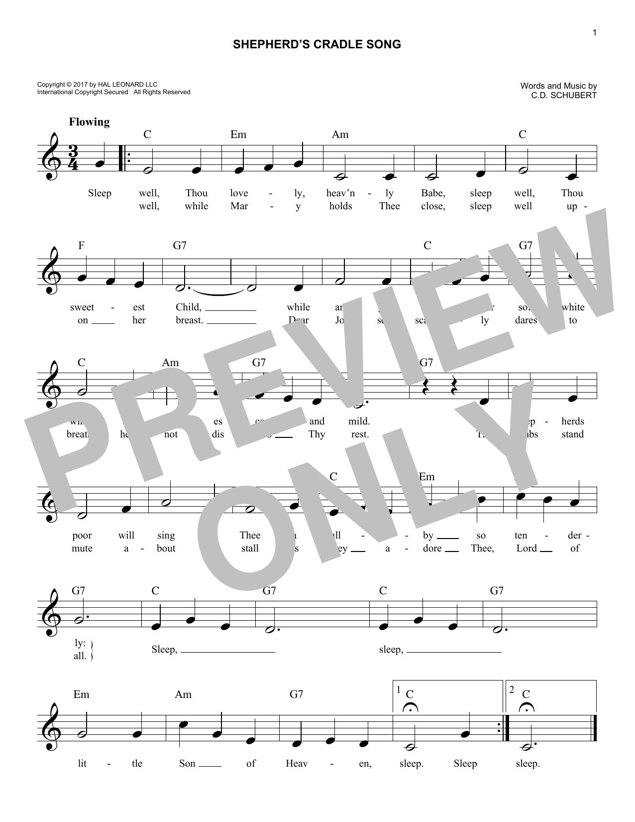 Product gallery: Page 1 of 1 Shepherds' Cradle Song, C.D. Schubert